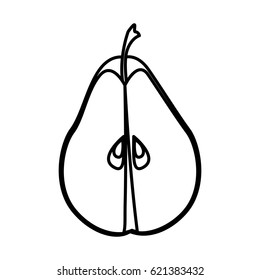 sketch silhouette slice pear fruit food icon vector illustration