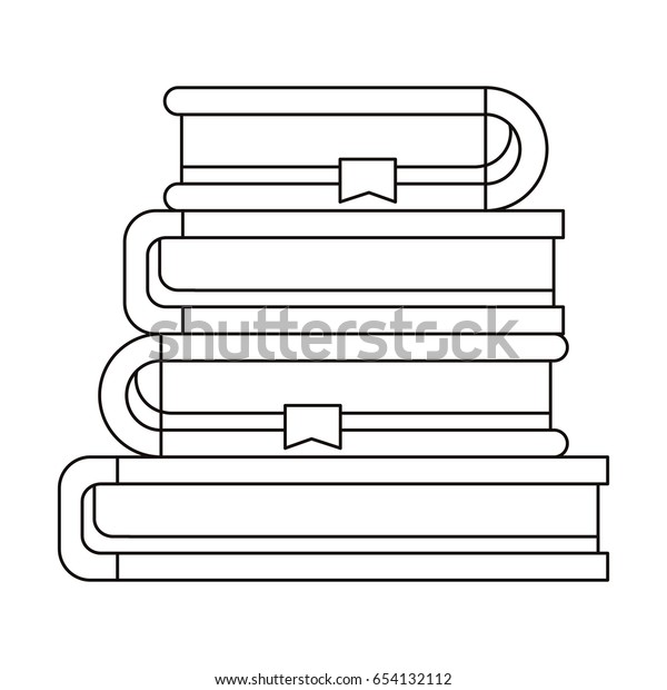 Sketch Silhouette Stack Collection Books Bookmark Stock Vector