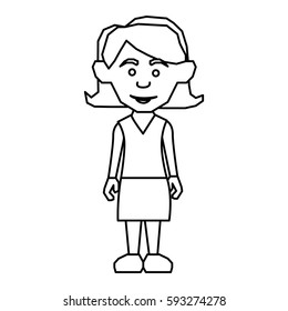 sketch silhouette teenager with short hair and skirt vector illustration