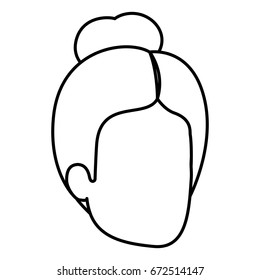 sketch silhouette of woman faceless with bun hair vector illustration