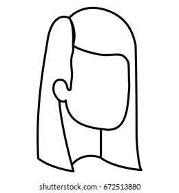 sketch silhouette of woman faceless with medium and straight hair vector illustration