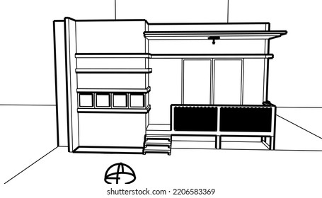 sketch of a simple house with an area of ​​8x7m