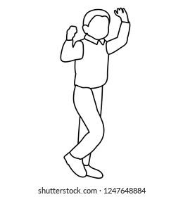 sketch, simple lines, the boy is walking