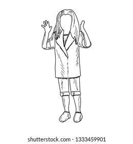 sketch, simple lines, little girl dancing