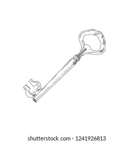 sketch, simple lines. vintage key, beautiful