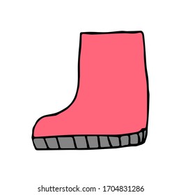 Sketch of a simple red boot. Doodle illustration. Vector isolated element for design.