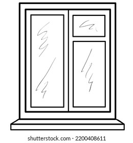 sketch of a simple window opening, coloring book, cartoon illustration, isolated object on a white background, vector, eps