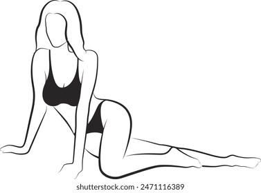 Sketch of Sitting Down Woman In Bikini