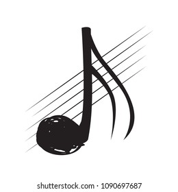 Sketch of a sixteenth note on a pentagram