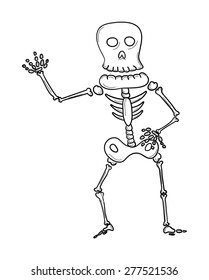 sketch of the skeleton on white background, isolated
