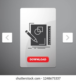 sketch, sketching, design, draw, geometry Glyph Icon in Carousal Pagination Slider Design & Red Download Button