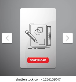sketch, sketching, design, draw, geometry Line Icon in Carousal Pagination Slider Design & Red Download Button