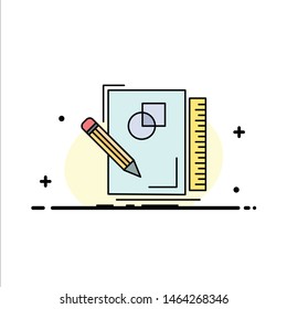 sketch, sketching, design, draw, geometry Flat Color Icon Vector. Vector Icon Template background