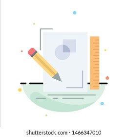 sketch, sketching, design, draw, geometry Flat Color Icon Vector. Vector Icon Template background
