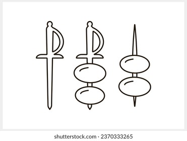 Sketch skewer olive icon isolated Food clipart Vector stock illustration EPS 10