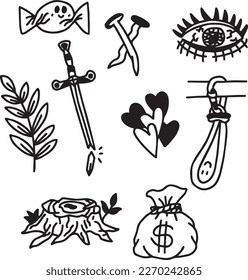 From Sketch to Skin: Original Handmade Tattoo Vector Artwork.Handcrafted Tattoo Vector Graphics
