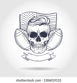 Sketch skull american football