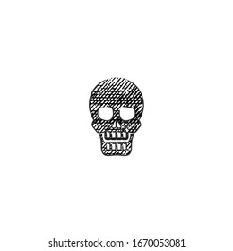 sketch of skull cartoon sticker design