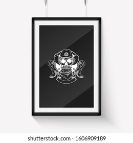 Sketch skull with cowboy hat