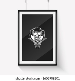 Sketch skull with cowboy hat