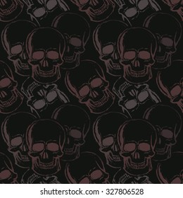 Sketch Skull seamless pattern. Vector illustration