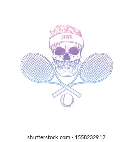 Sketch, skull with tennis racquet