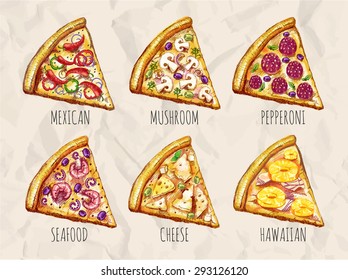 Sketch of slices of pizza