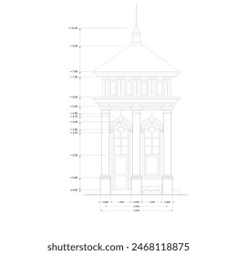 sketch of a small classic building