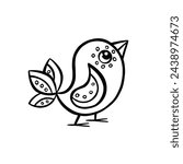 sketch of a small funny bird, hand drawn vector illustration