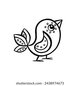 sketch of a small funny bird, hand drawn vector illustration