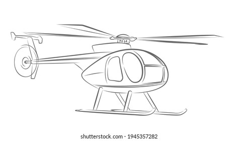 The sketch of a small helicopter.