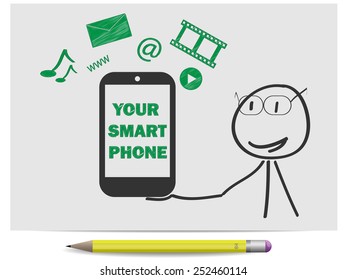 Sketch smart phone and media icons
