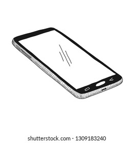 Sketch smartphone. The phone is isolated on a white background. Vector illustration.