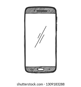 Sketch smartphone. The phone is isolated on a white background. Vector illustration.