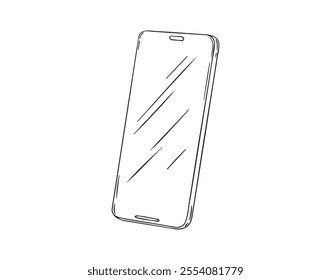 Sketch smartphone with touchscreen display. doodle phone icon modern gadget. . Vector illustration