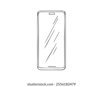 Sketch smartphone with touchscreen display. doodle phone icon modern gadget. . Vector illustration