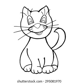 sketch of the smiling cat on white background, vector