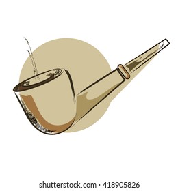 Sketch smoking pipe vector illustration