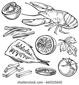 Sketch Snack for beer. Hand drawing graphic illustration, engraved