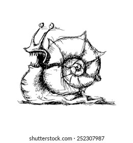 Sketch of snail, vector illustration for your design