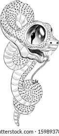 sketch snake black and white coloring book