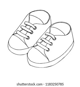 Sketch Sneakers Baby Pair Shoes Isolated Stock Vector (Royalty Free ...