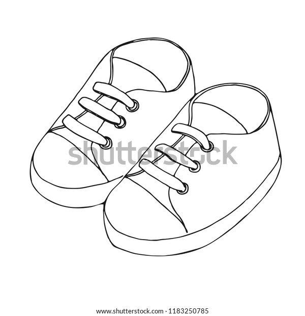 Sketch Sneakers Baby Pair Shoes Isolated Stock Vector (Royalty Free ...