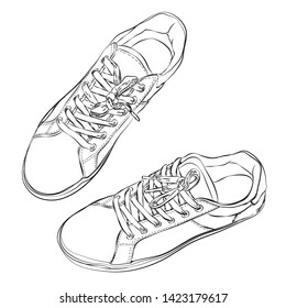 Sketch of the sneakers isolated on white background.