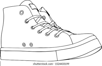 sketch of sneakers on a white background vector