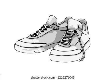 sketch sneakers vector