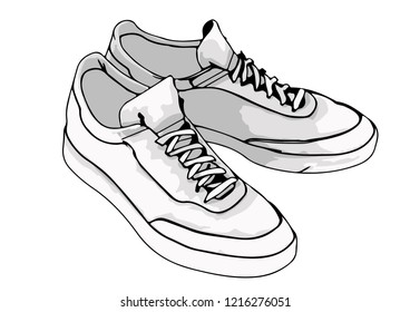 sketch sneakers vector