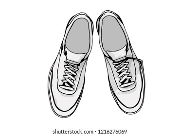 sketch sneakers vector