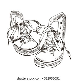 
Sketch sneakers,vector illustration.