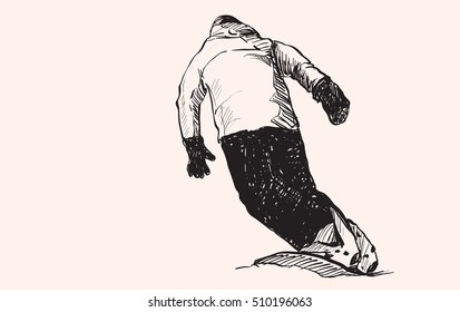 sketch of Snow board man riding, Winter Sport, Snowboarding collection, free hand draw illustration vector 